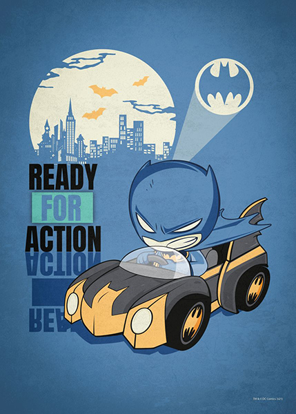 Chibi Batman Ready For Action Bat Mobile Poster