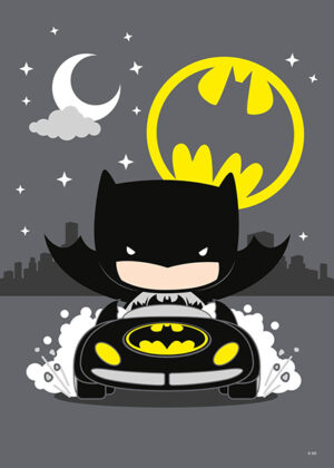 Dark Knight Chibi Batman Driving Bat Mobile Poster