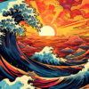 Great Sunset Ocean Wave Poster