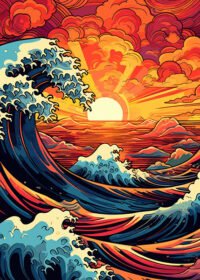 Great Sunset Ocean Wave Poster