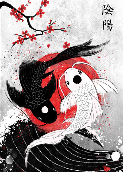 Koi Fish Yin Yang Japanese Poster