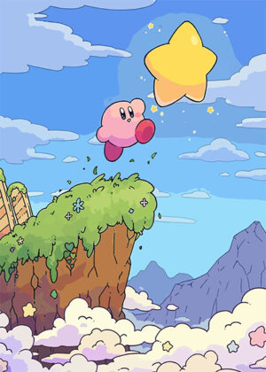 Nintendo Kirby Jumping To The Star Poster