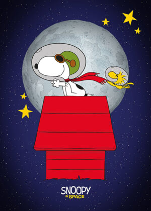 Peanuts Flying In Space Snoopy And Woodstock Space Poster