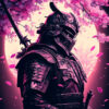 Cherry Blossom Japanese Samurai Knight Poster