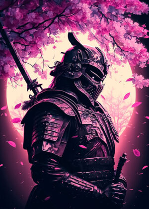 Cherry Blossom Japanese Samurai Knight Poster