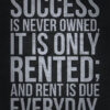 Success Is Never Owned It Is Only Rented Poster