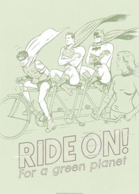 Superman Riding With Batman And Robin On Tricycle Poster