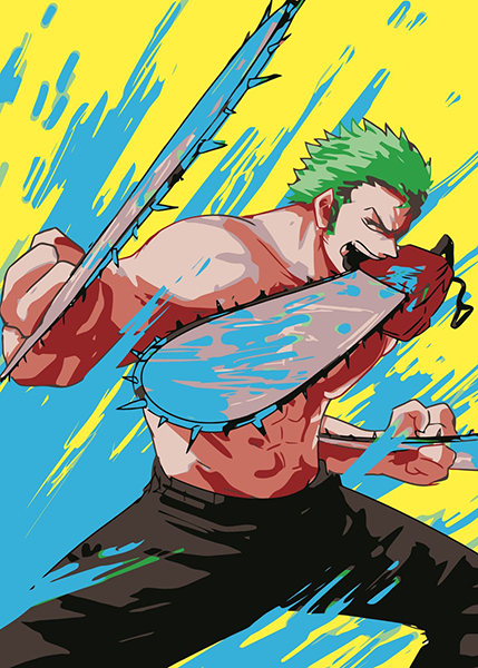 Zoro One Piece X Chainsaw Man Poster