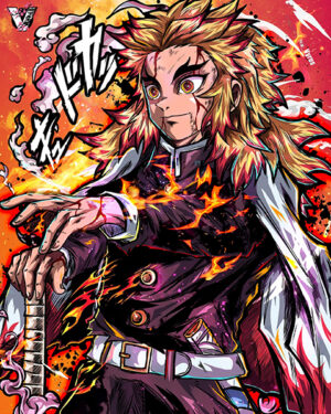 Flame Hashira Kyojuro Rengoku Demon Slayer Comic Poster