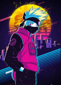 Kakashi Cyber Neon Naruto Shippuden Poster