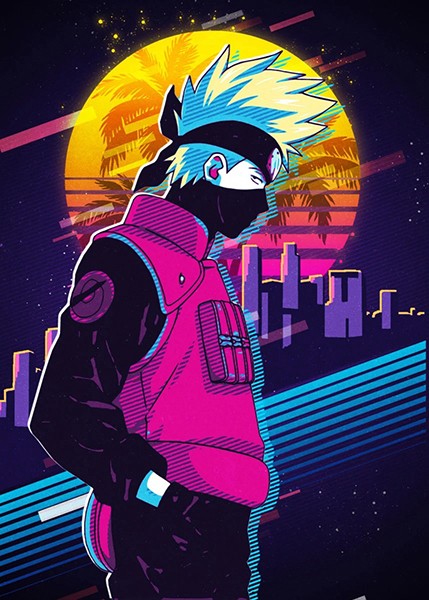 Kakashi Cyber Neon Naruto Shippuden Poster