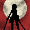 Mikasa Ackerman Attack On Titan Silhouette Anime Poster