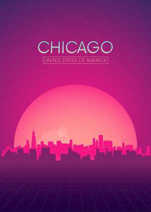 Neon Chicago Skyline Poster