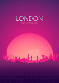 Neon London Skyline Poster