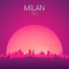 Neon Milan Skyline Poster