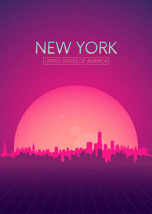 Neon New York Skyline Poster