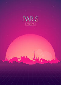 Neon Paris Skyline Poster