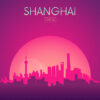 Neon Shanghai Skyline Poster