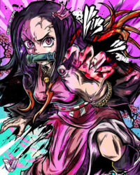 Nezuko Blood art Demon Slayer Comic Poster