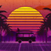 Summer Retro Wave Sunset Poster