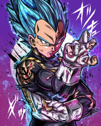 Vegeta Super Saiyan Blue Dragon Ball Comic Poster