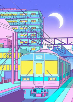 Dream Train City Pop Pastel Poster