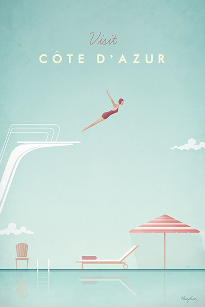 French Riviera Minimalist Travel Poster