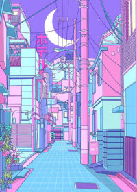 Japan Street City Pop Pastel Poster