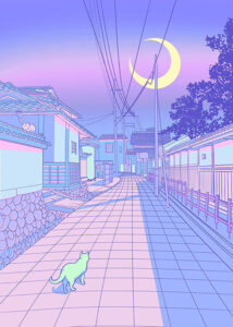 Kyoto Nights City Pop Pastel Poster