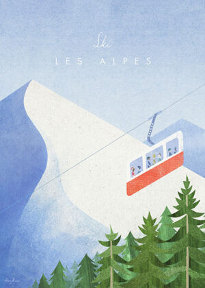 Les Alpes Mountain Range Minimalist Travel Poster