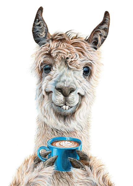 Llama Latte Funny Poster