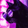 Neon Kawaii Cat Cyberpunk Poster