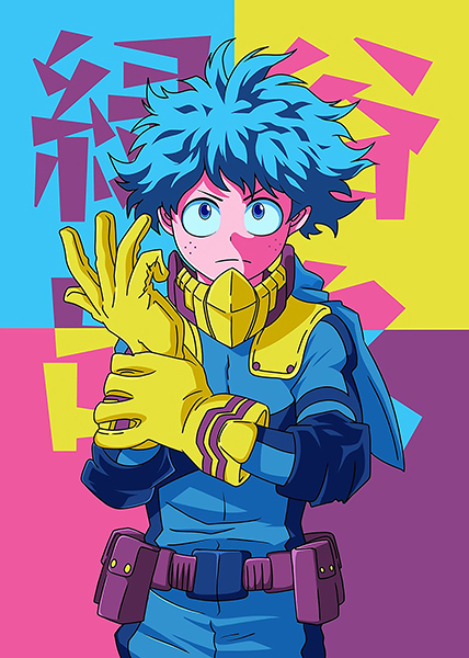 Popart Izuku Midoriya My Hero Academia Japanese Anime Poster