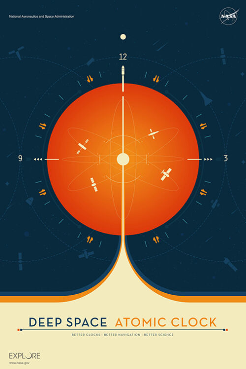 Deep Space Atomic Clock Nasa - Orange Poster