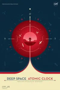 Deep Space Atomic Clock Nasa - Red Poster