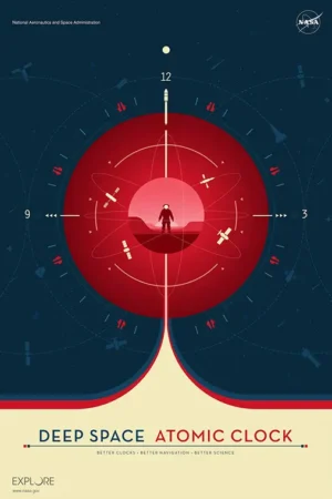 Deep Space Atomic Clock Nasa - Red Poster