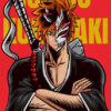 Ichigo Kurosaki Bleach Red Anime Poster