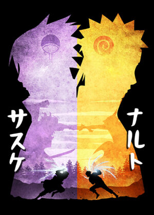 Minimalist Silhouette Rivals Naruto Shippuden Anime Poster