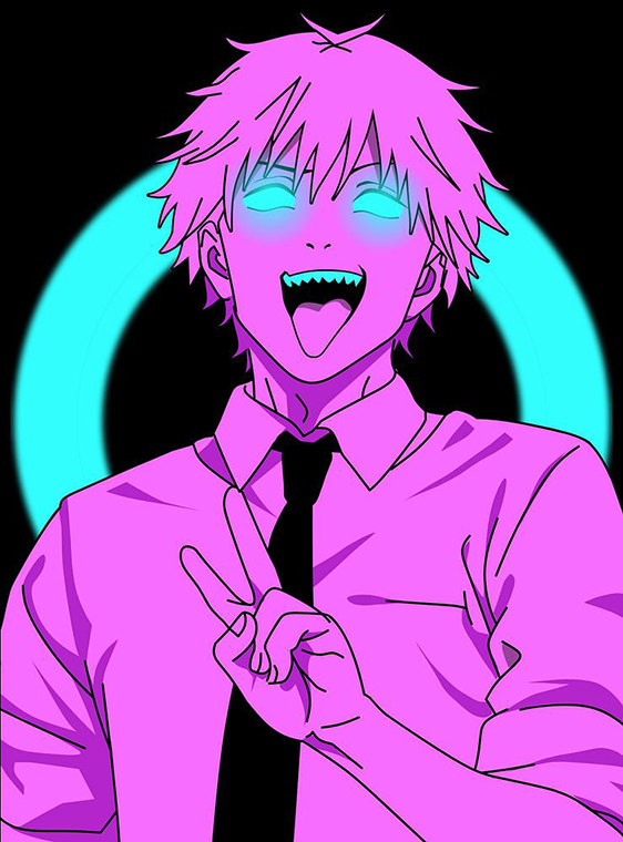 Neon Denji Chainsaw Man Poster