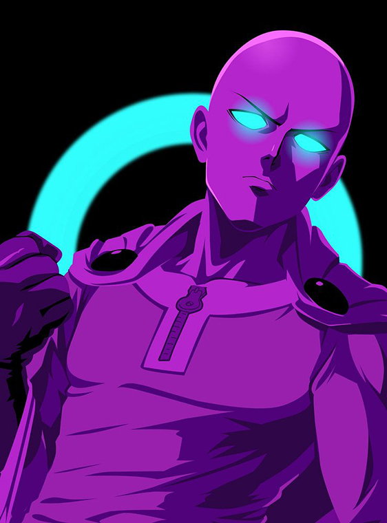 Neon Saitama One Punch Man Poster