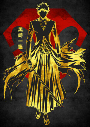 Red Golden Ichigo Bleach Anime Poster