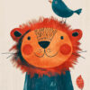 Cute Lion With A Bird Kids Room Poster