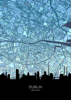 Dublin Skyline Ireland Maps Poster