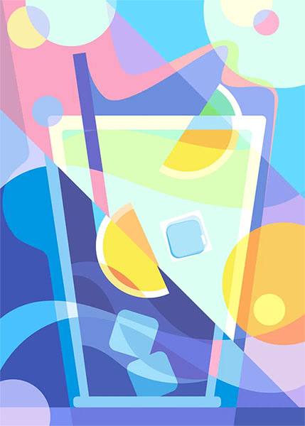 Illustration With Citrus Cocktail In Abstract Style Poster