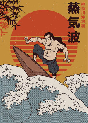 Japanese Samurai Big Wave Poster