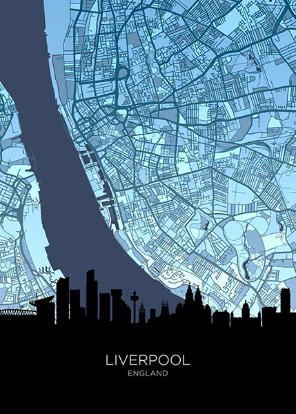 Liverpool Skyline England Maps Poster