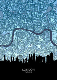 London Skyline England Maps Poster