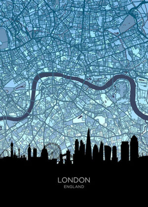 London Skyline England Maps Poster