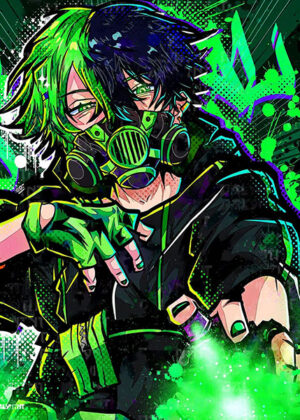 Masked Vantablack Boy On Neon Green Anime Comic Poster