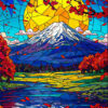 Mount Fuji With Cherry Blossoms And A Peaceful Reflection In The Water Poster